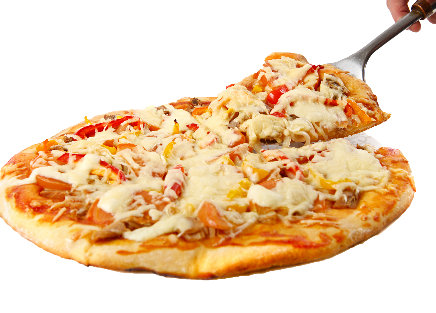 White Cheese Pizza with Grilled Chicken and Fresh Basil PNG Food Image