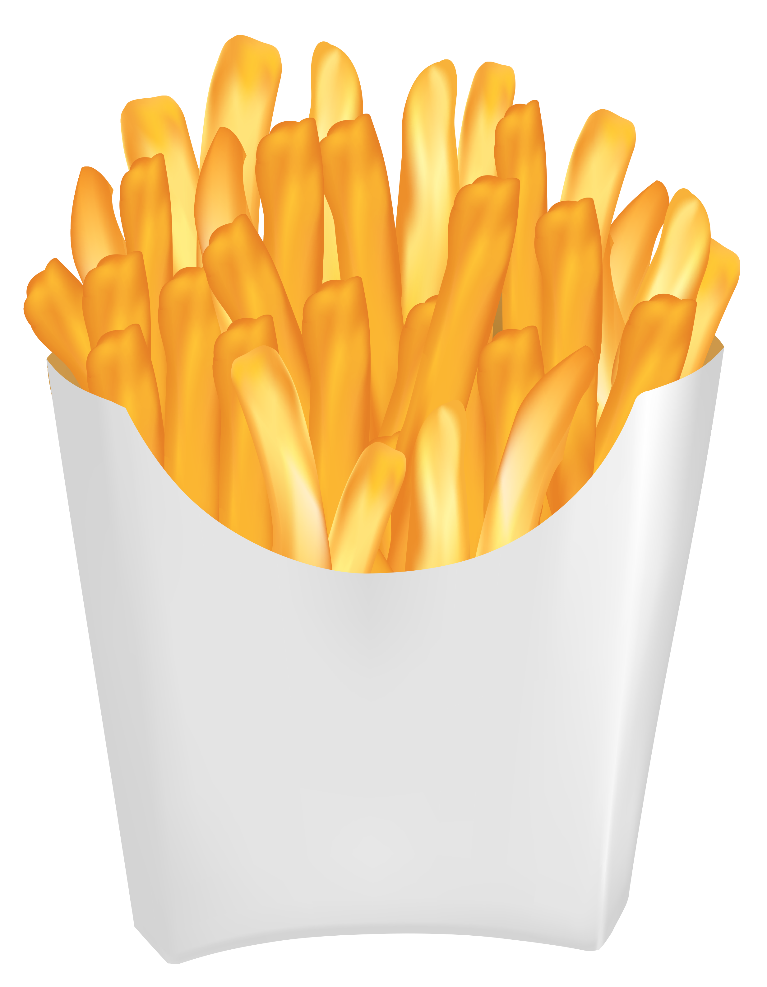 White Paper Cup Filled with Golden French Fries Isolated PNG