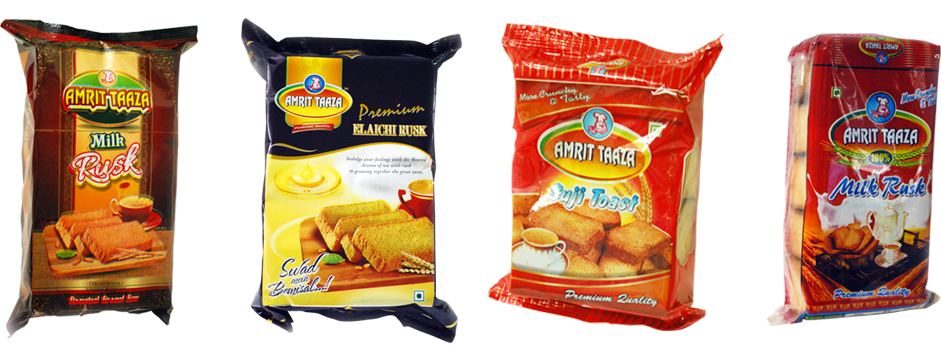 Assorted Colorful Rusk Toast Packets Product Line PNG Image