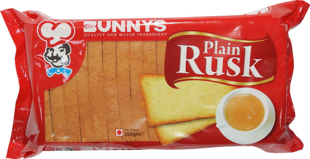Bunny’s Plain Rusk Toast Red Packet with Clear Product Window PNG