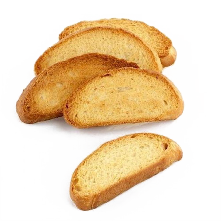 Four Golden Crunchy Bread Rusks Sliced for Tea PNG Food Image