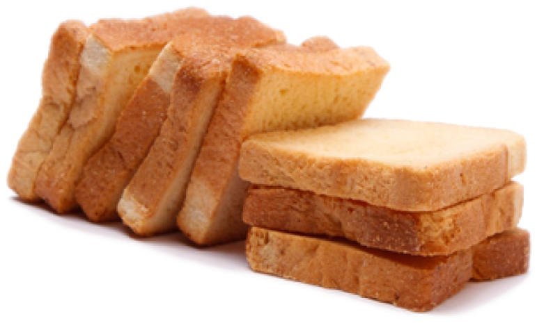Golden Toast Rusk Slices with Soft Crumb and Brown Crust PNG Image