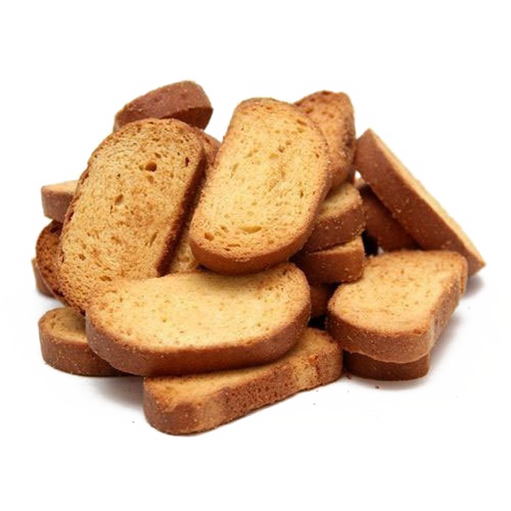 Golden Toast Rusks Piled in Small Serving Bowl PNG Food Image