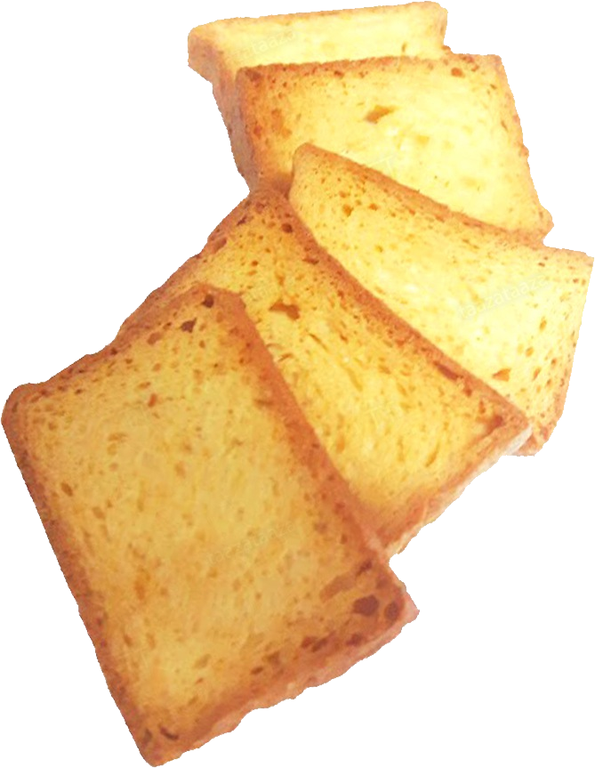 Golden Toasted Rusk Bread Slices with Crisp Edges Isolated PNG Image