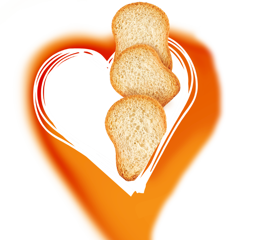 Heart Shaped Plate with Three Toast Rusk Slices Cartoon PNG Illustration
