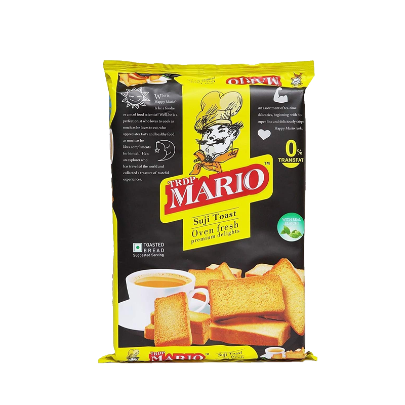 Mario Milk Rusk Toast Packet with Tea Cup Product PNG Image