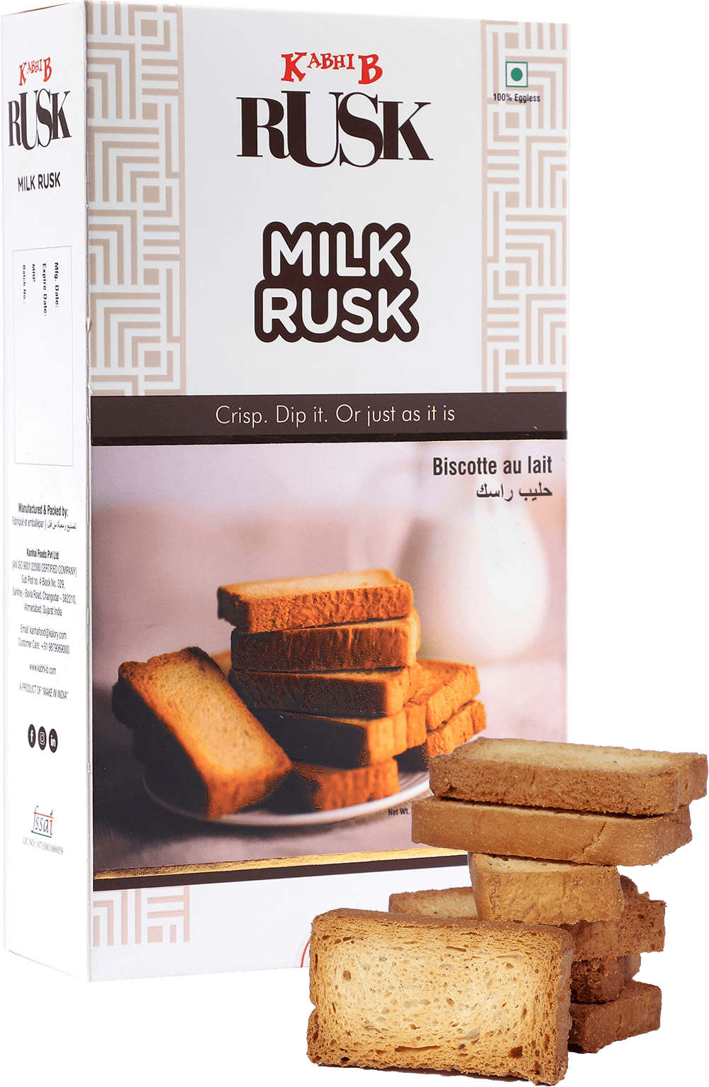 Milk Rusk Toast Carton with Assorted Crisp Slices PNG Product Image