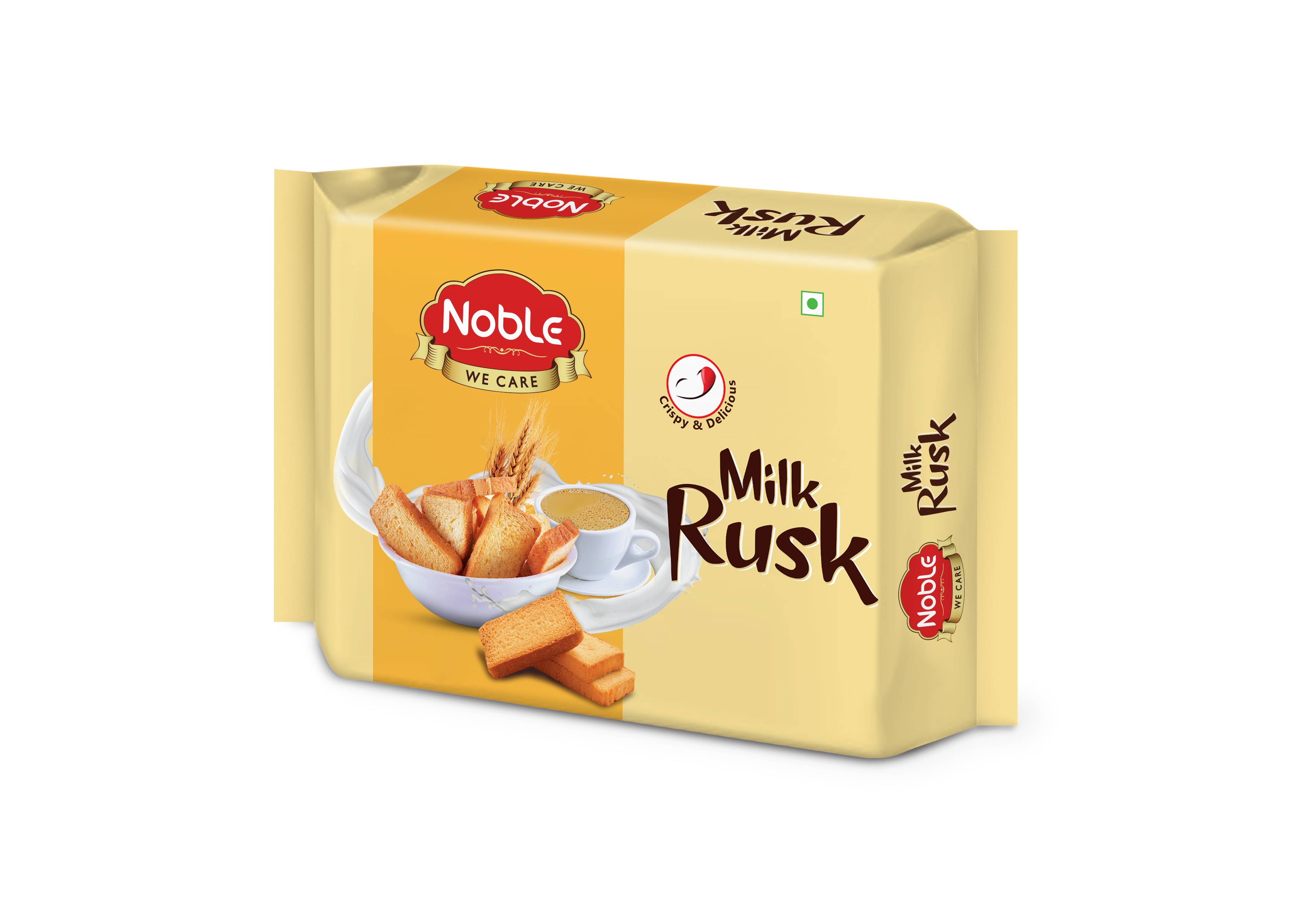 Milk Rusk Toast Carton with Fresh Golden Bread Slices PNG Product Image