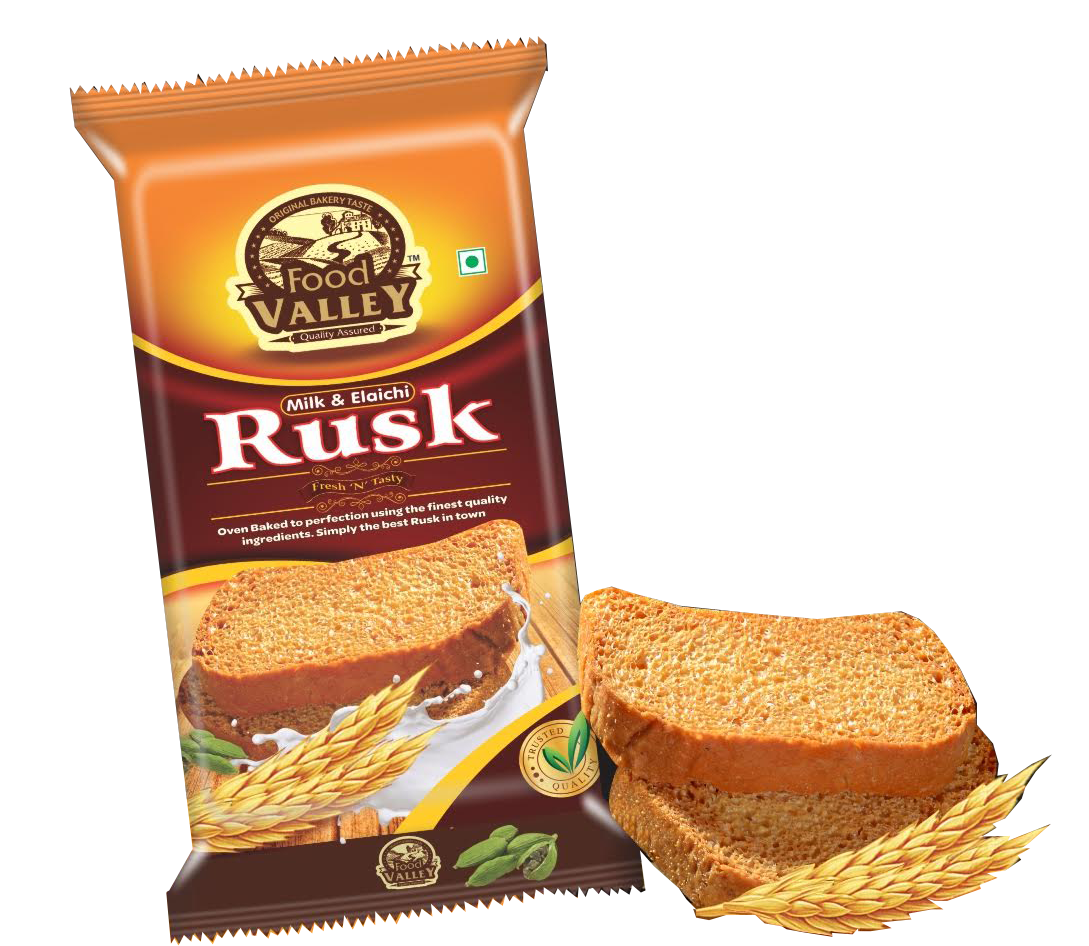 Pack of Crunchy Golden Rusk Toast with Tea Illustration PNG Image