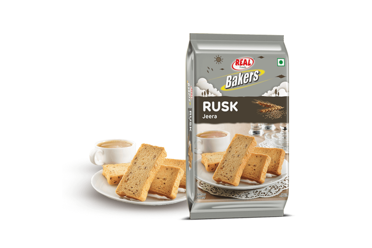 Packaged Rusk Toast with Small Bowl and Tea Serving PNG Image