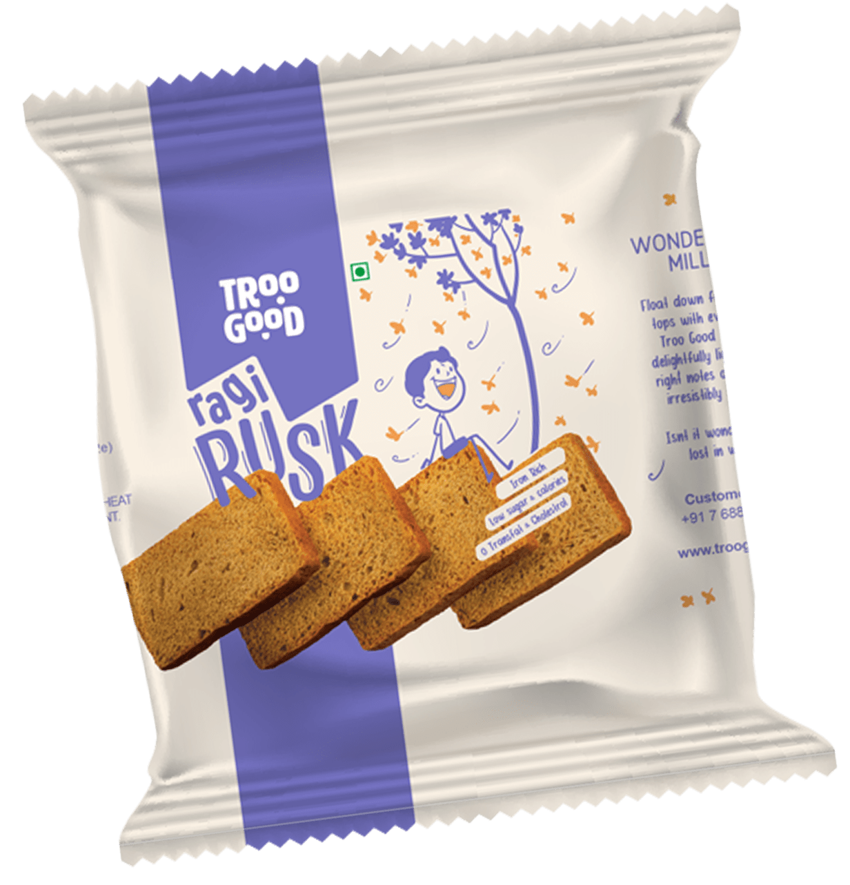 Ragi Millet Rusk Toast Packet with Whole Grain Label PNG Image