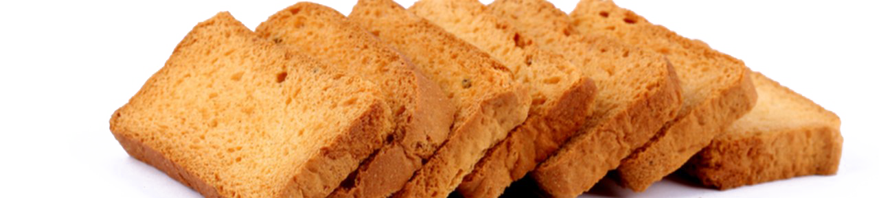 Several Golden Toast Rusks Stacked in a Neat Row PNG Food Image