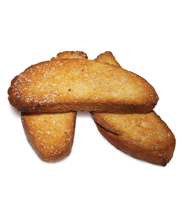Three Golden Rusks with Toasted Brown Tops Isolated PNG Bakery Image
