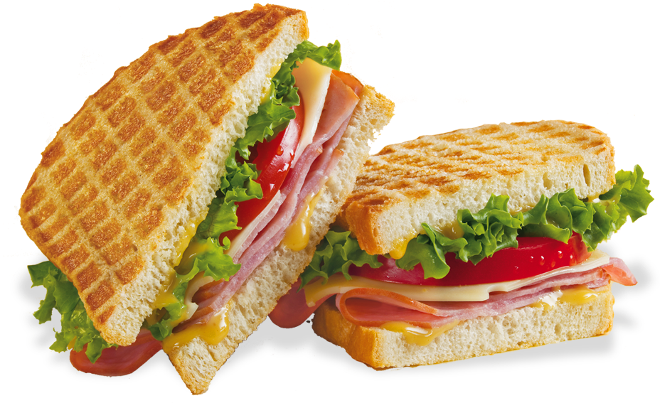 Assorted Toasted Triangle Club Sandwiches with Meat and Cheese PNG Image