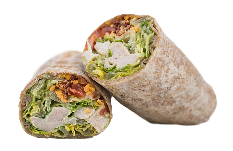 Chicken Vegetable Wrap Cut Open to Show Savory Filling PNG Image
