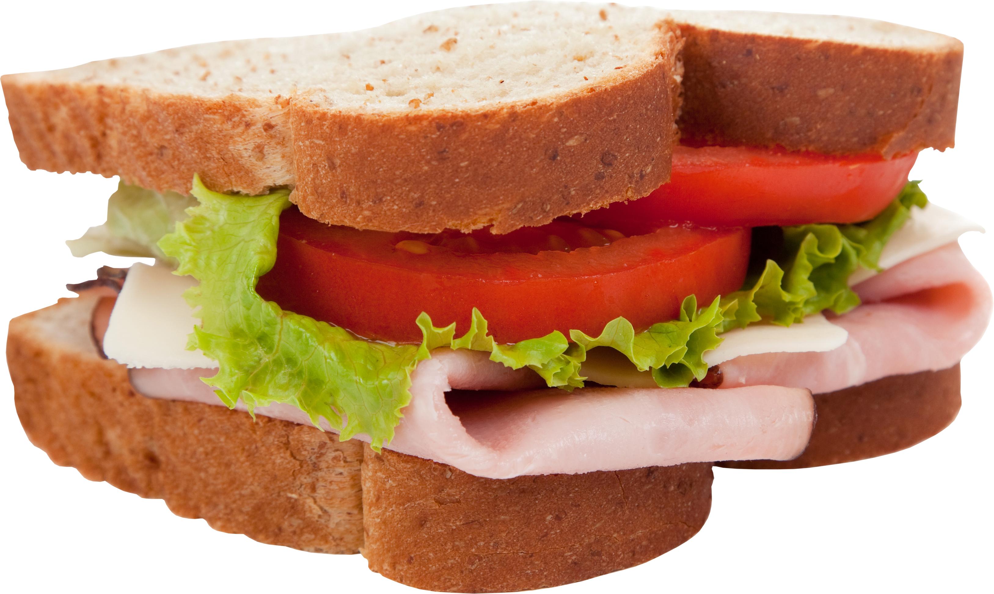 Classic White Bread Sandwich with Tomato Lettuce and Deli Meat PNG