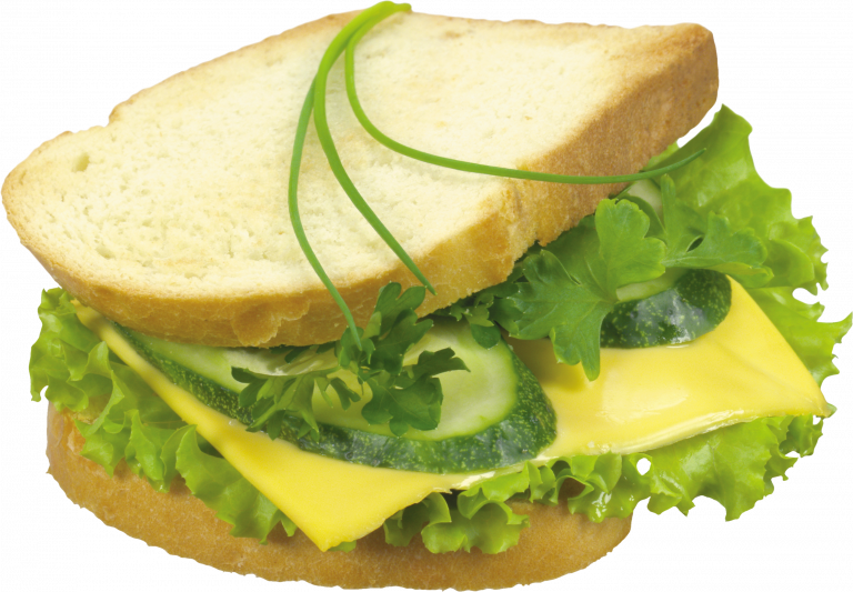 Fresh Vegetarian Sandwich with Cheese Cucumber and Leafy Greens PNG