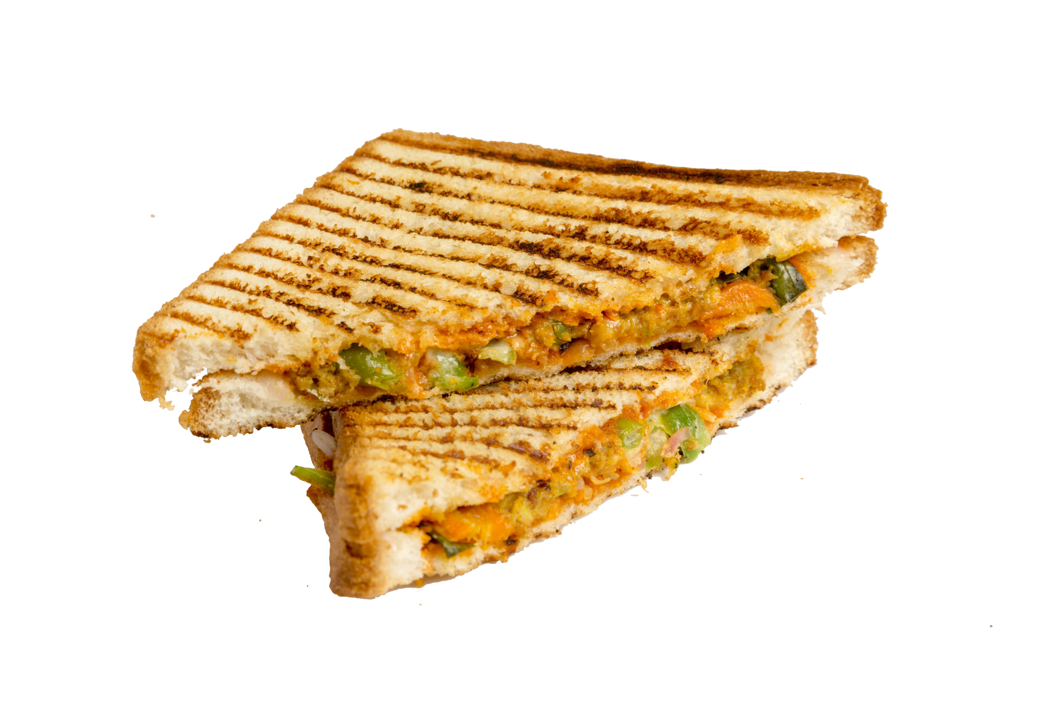 Golden Grilled Panini with Melted Cheese and Crisp Bread PNG Image
