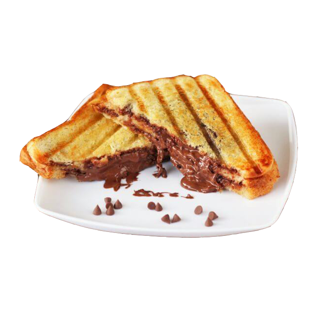 Grilled Cheese Sandwich Slices Served on White Plate PNG Food Image