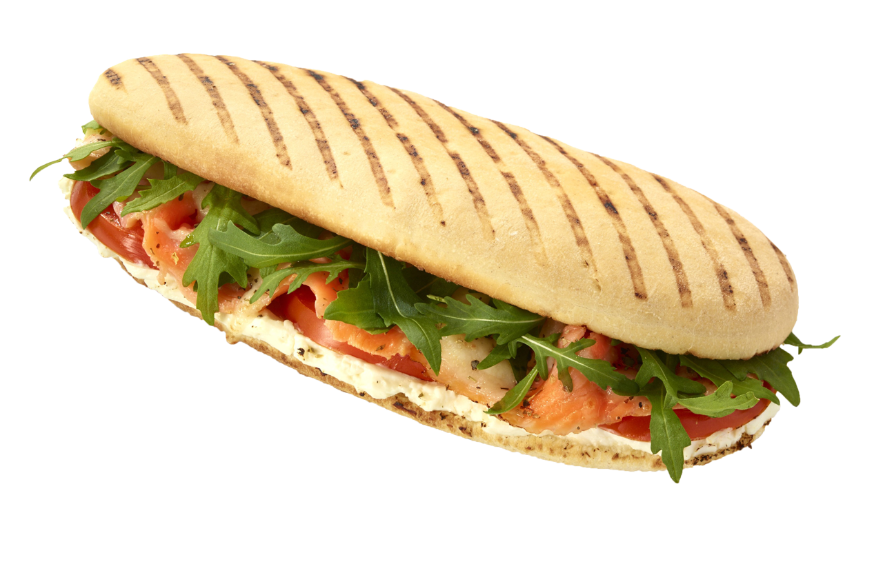 Grilled Panini Sandwich with Deli Meat Tomato and Lettuce PNG Image