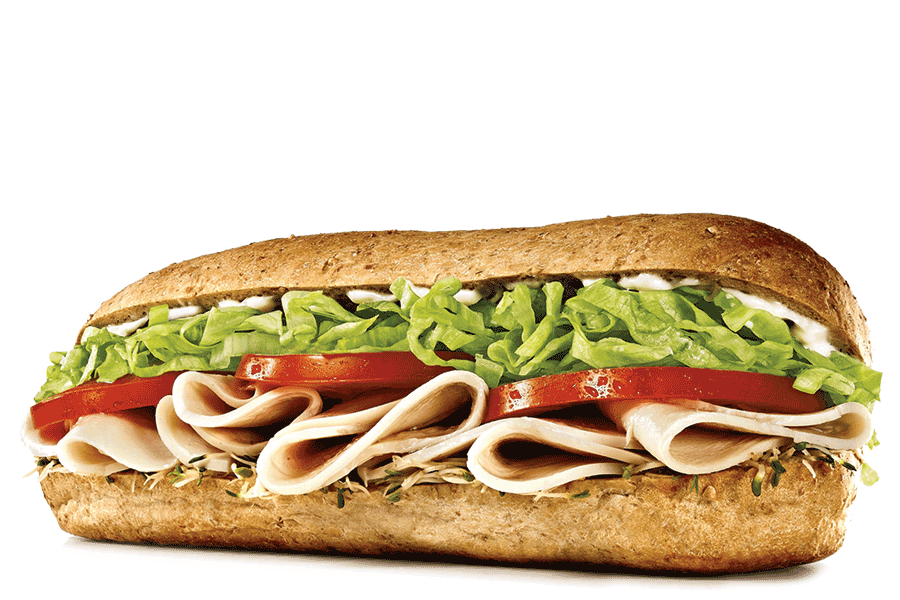 Long Deli Meat Sandwich with Tomato Lettuce and Creamy Sauce PNG Image