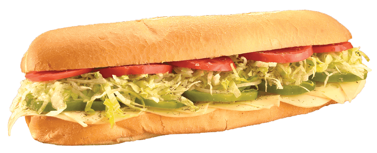 Long Deli Meat Sub Sandwich with Pickles Lettuce and Mustard PNG Image