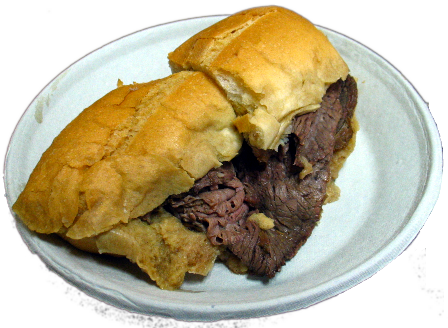 Roast Beef Sandwich on Soft White Roll with Lettuce PNG Food Image