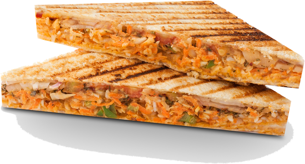 Toasted Cheese Sandwich with Savory Vegetable Filling PNG Food Image
