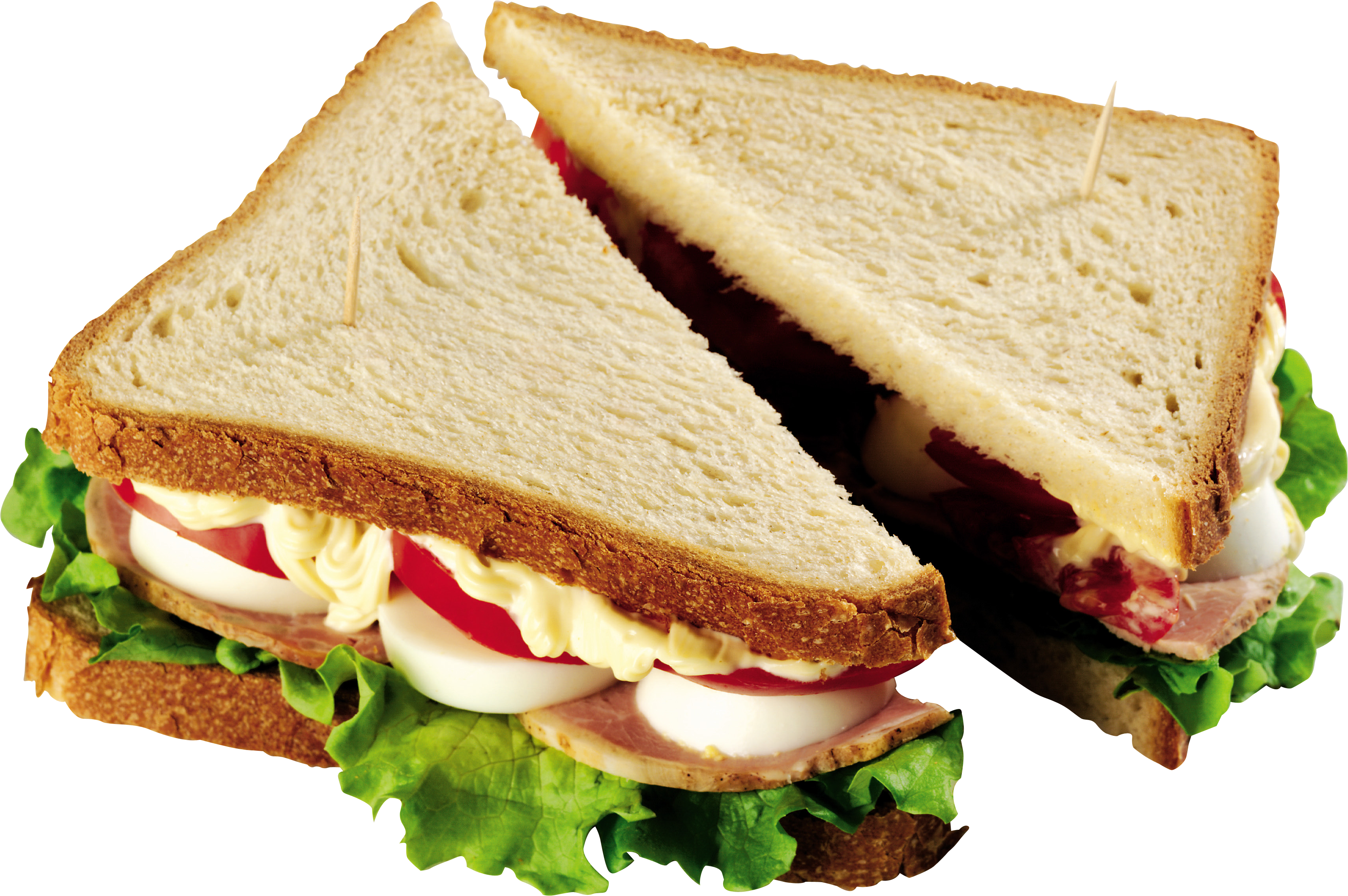 Triangle Whole Wheat Sandwich with Deli Meat Cheese and Lettuce PNG