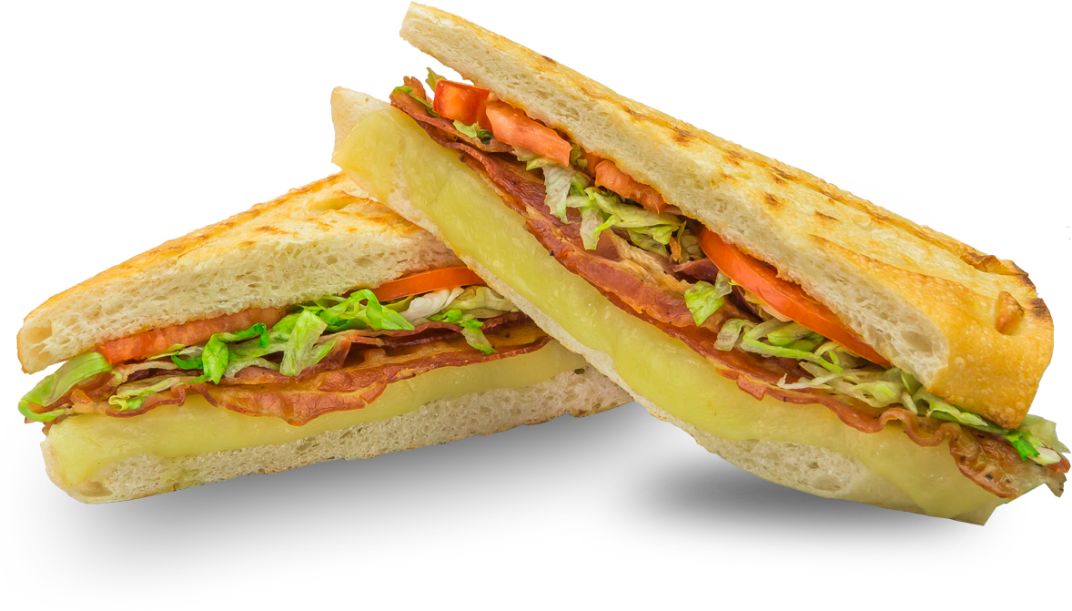 Triangular Whole Grain Sandwiches with Fresh Lettuce Tomato and Cucumber PNG Image