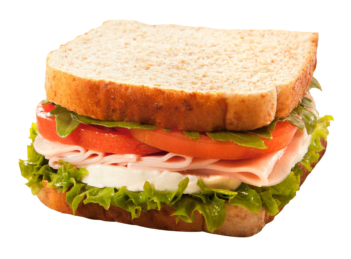 Triple Decker Deli Meat Sandwich with Tomato Lettuce and Cheese PNG Image