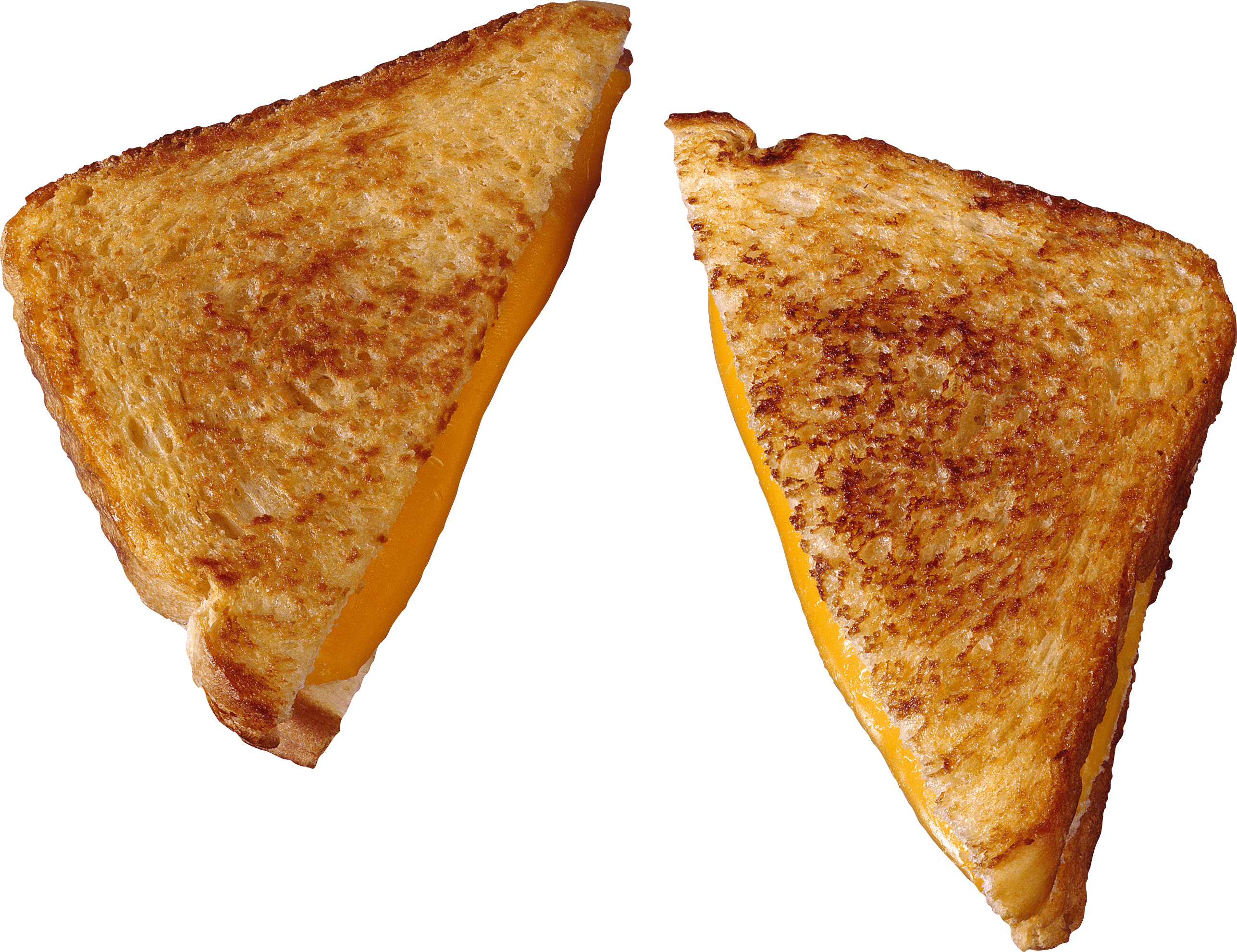 Two Plain Toasted Triangle Bread Slices Isolated on White PNG Image