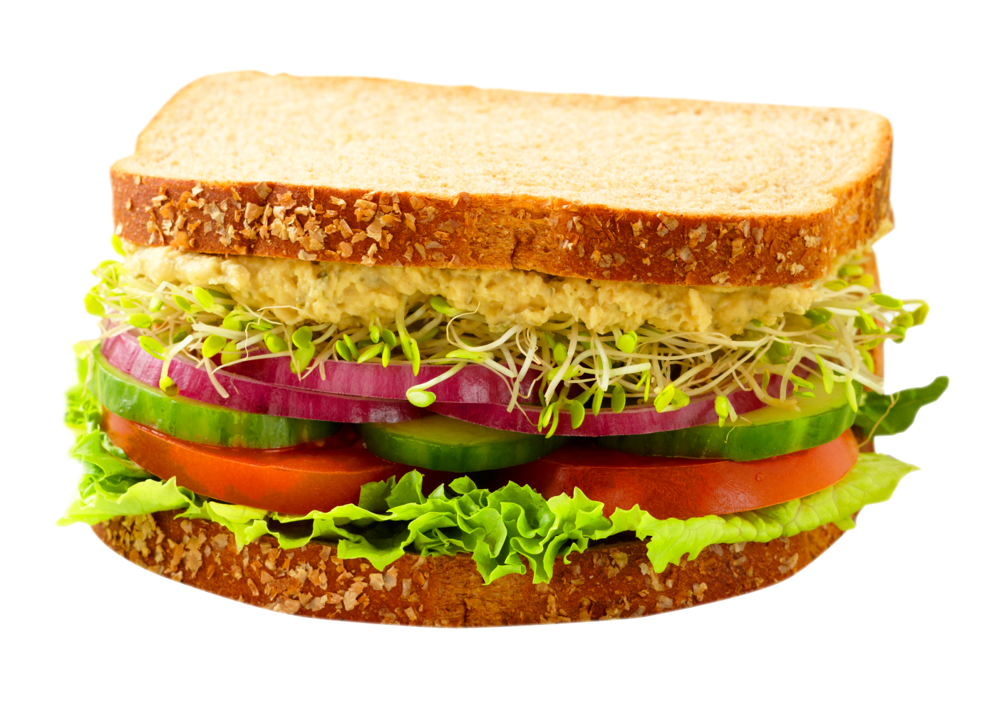 Vegetable Sandwich with Tomato Red Pepper Cheese and Greens PNG Image