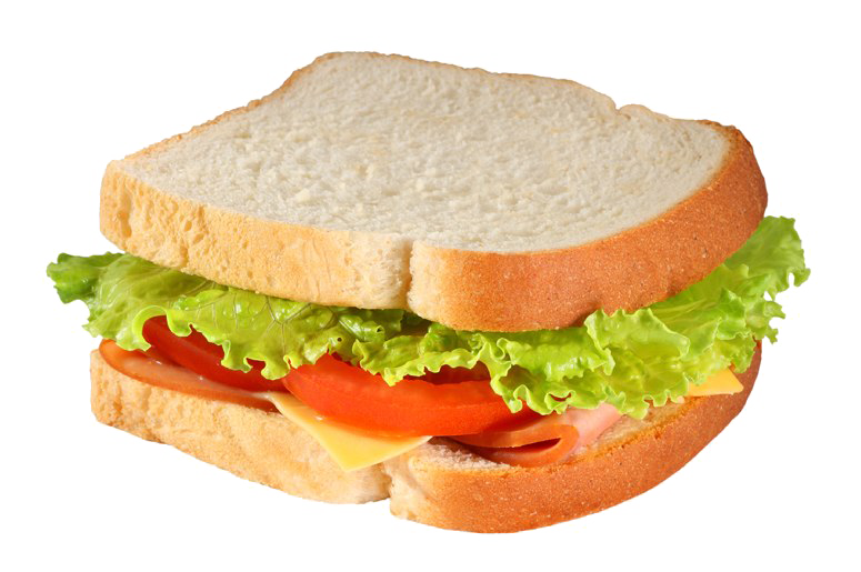 White Bread Sandwich with Tomato Lettuce and Cucumber PNG Food Image