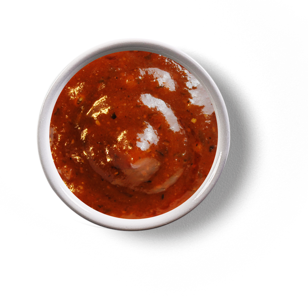 Chunky Tomato Pasta Sauce in White Bowl Top View PNG Food Image