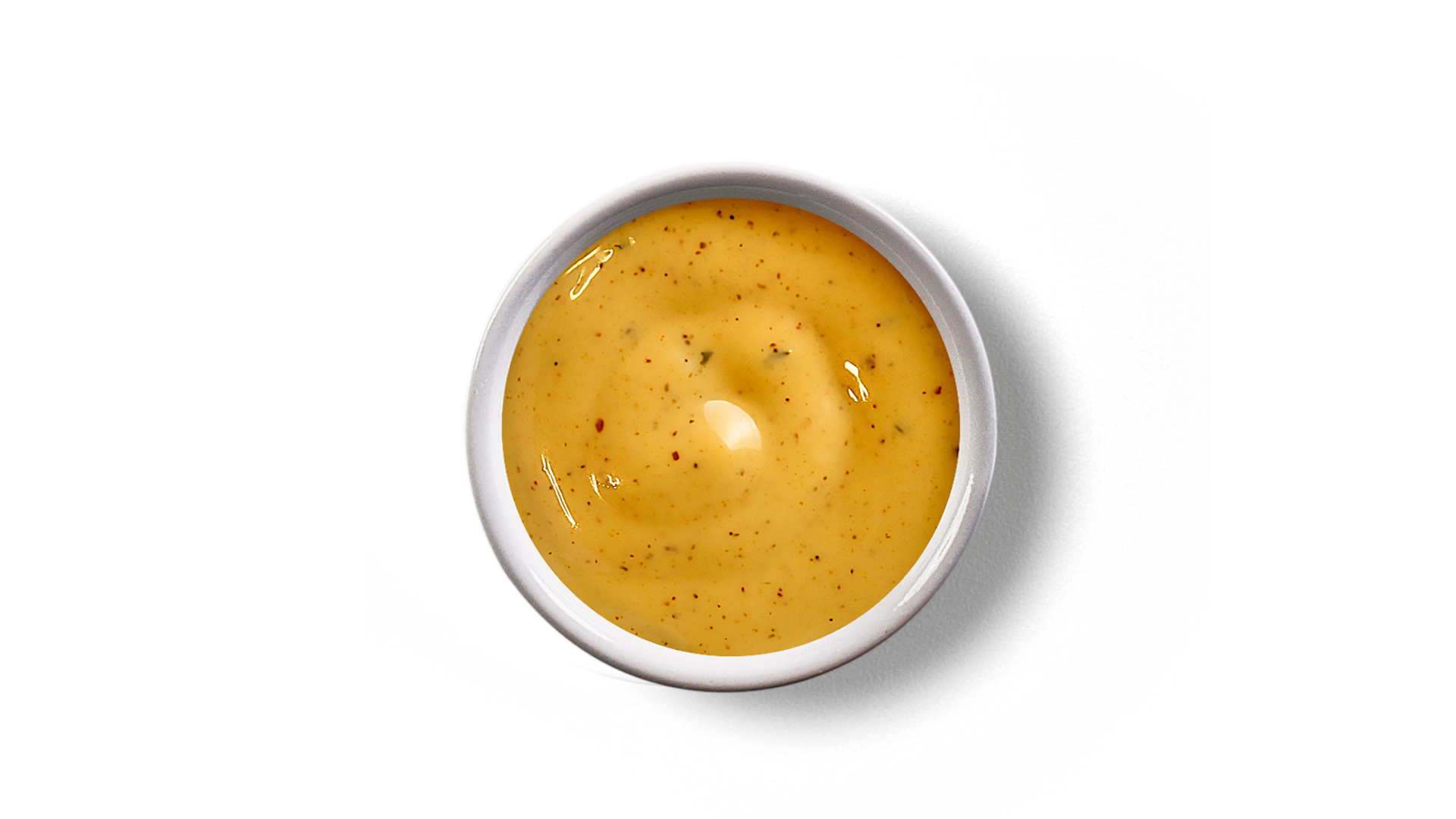 Creamy Yellow Mustard Sauce in White Bowl Top View PNG Food Image