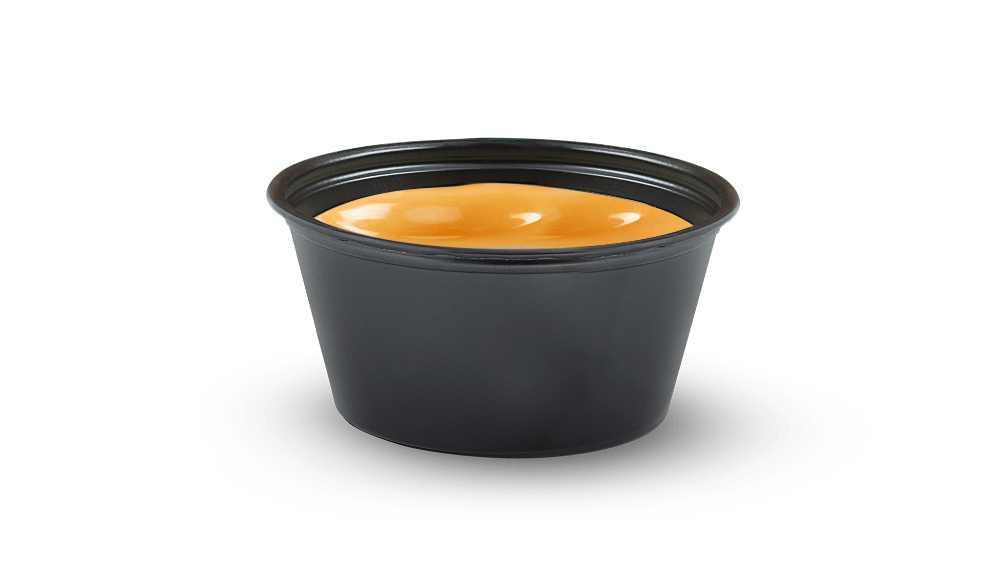 Golden Cheese Dipping Sauce in Small Black Bowl PNG Image