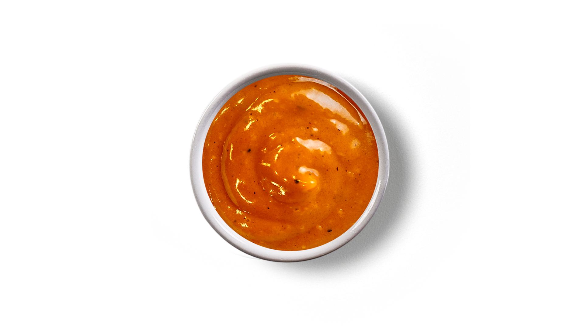 Golden Orange Creamy Dipping Sauce in White Bowl PNG Food Image