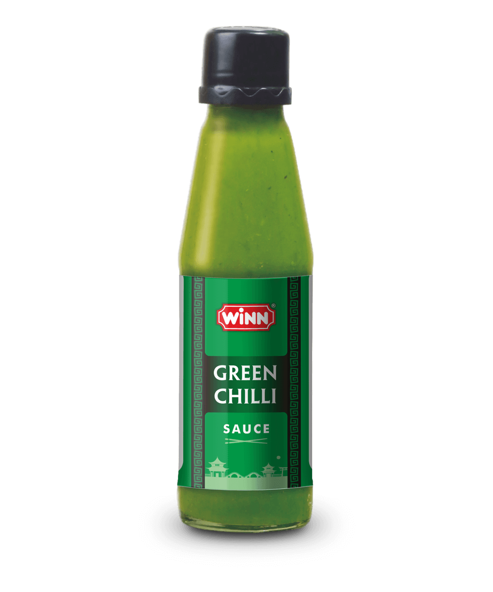 Green Chili Sauce Squeeze Bottle with Black Cap PNG Product Image