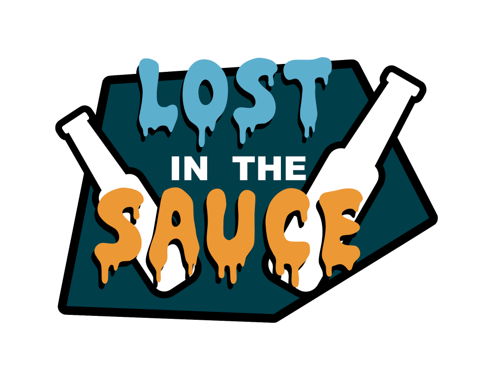 Lost in the Sauce Colorful Lettering Brand Logo PNG Graphic
