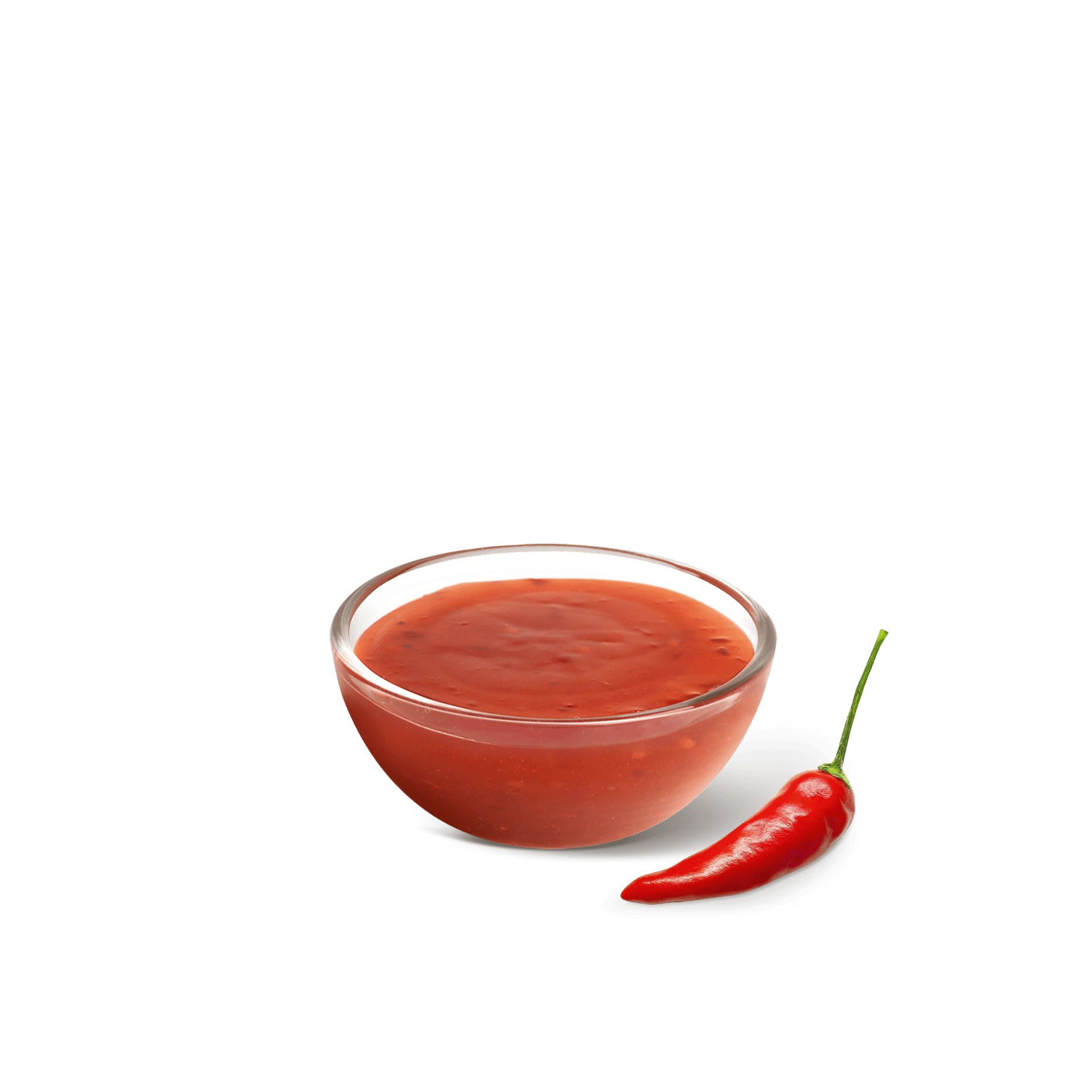 Red Chili Sauce in White Bowl with Fresh Pepper PNG Food Image