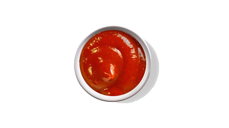 Red Chili Tomato Sauce in Small White Bowl Isolated PNG Image