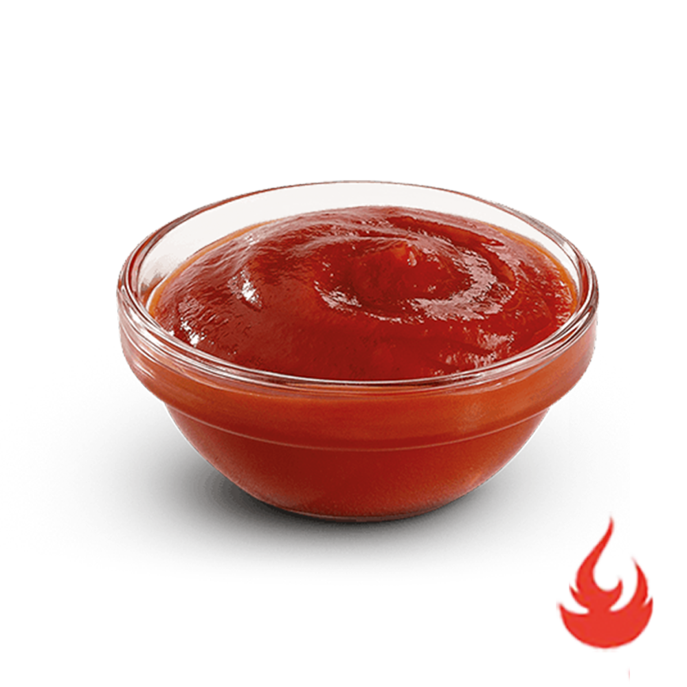 Red Tomato Sauce in Clear Bowl with Small Flame PNG Image