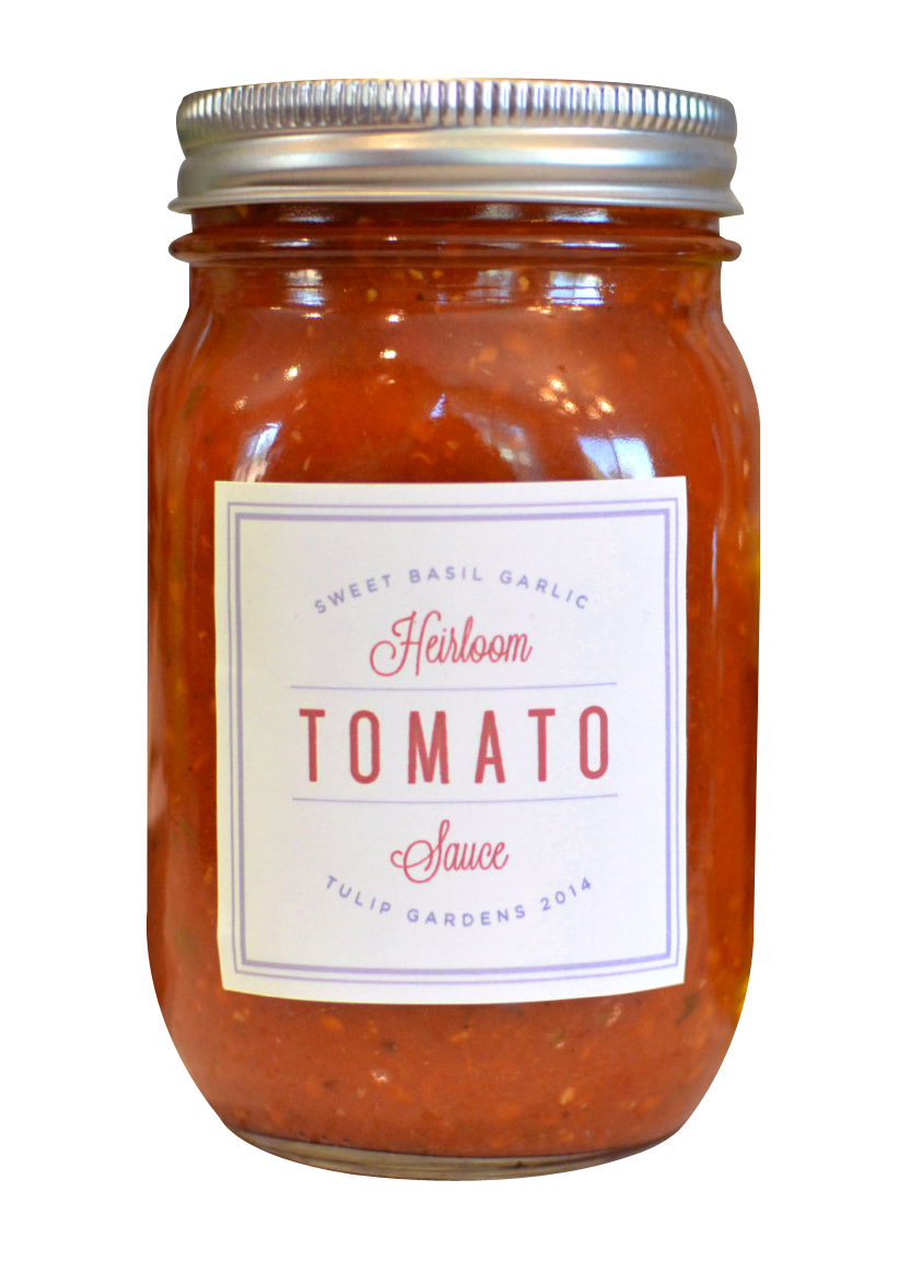 Rustic Tomato Sauce Jar with White Paper Label PNG Product Image