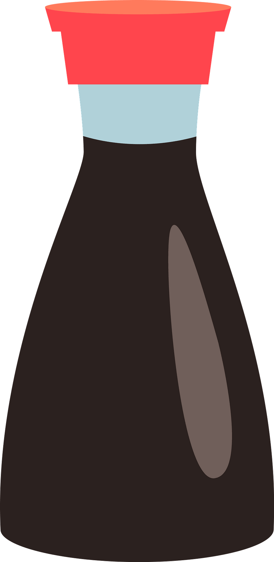 Simple Brown Soy Sauce Bottle Silhouette with Red Cap PNG Icon