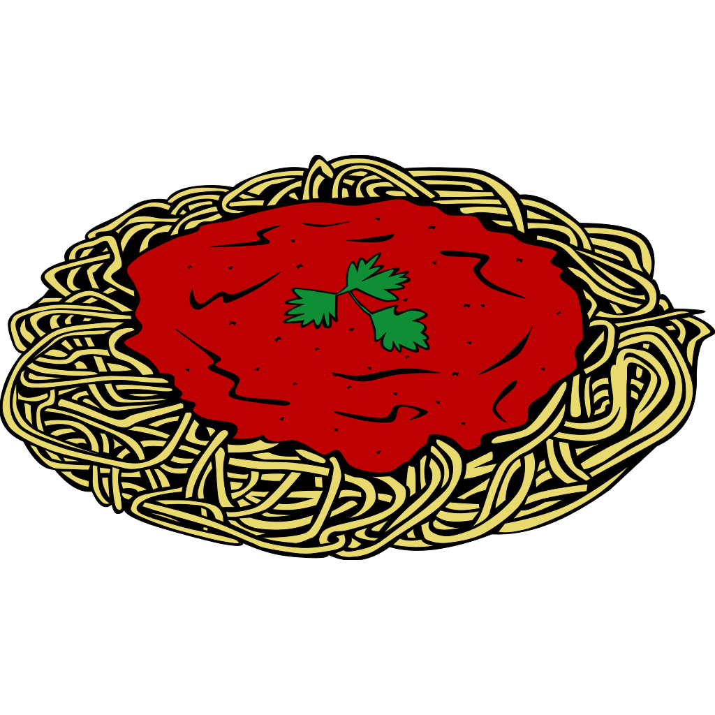Spaghetti with Rich Tomato Sauce and Fresh Herbs on Plate PNG Image