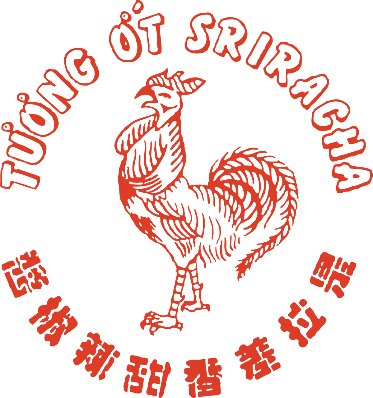 Tong Sriracha Hot Chili Sauce Circular Brand Seal Logo PNG Graphic