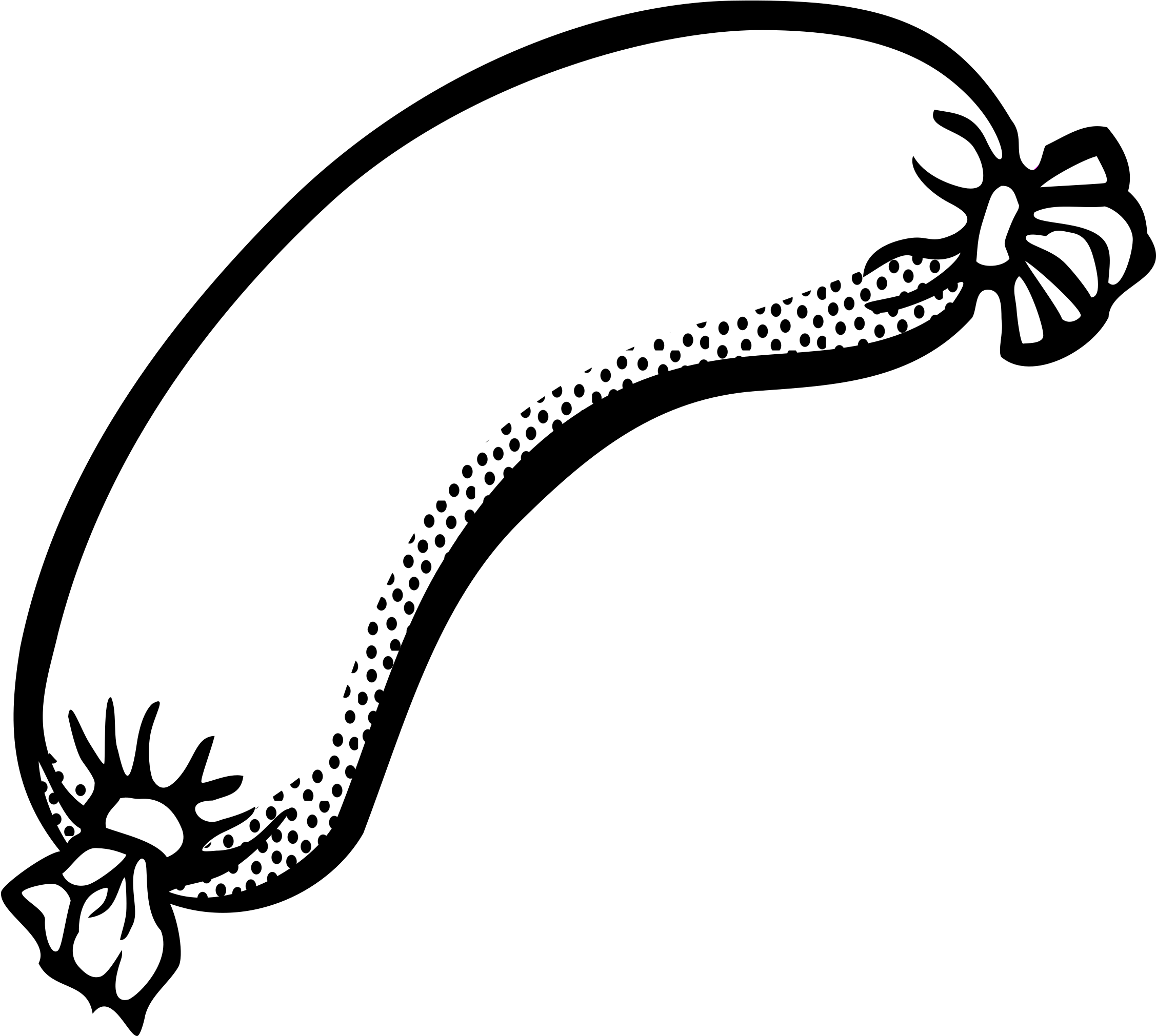Black Outline of Cased Meat Sausage Link with Tied Ends PNG Icon