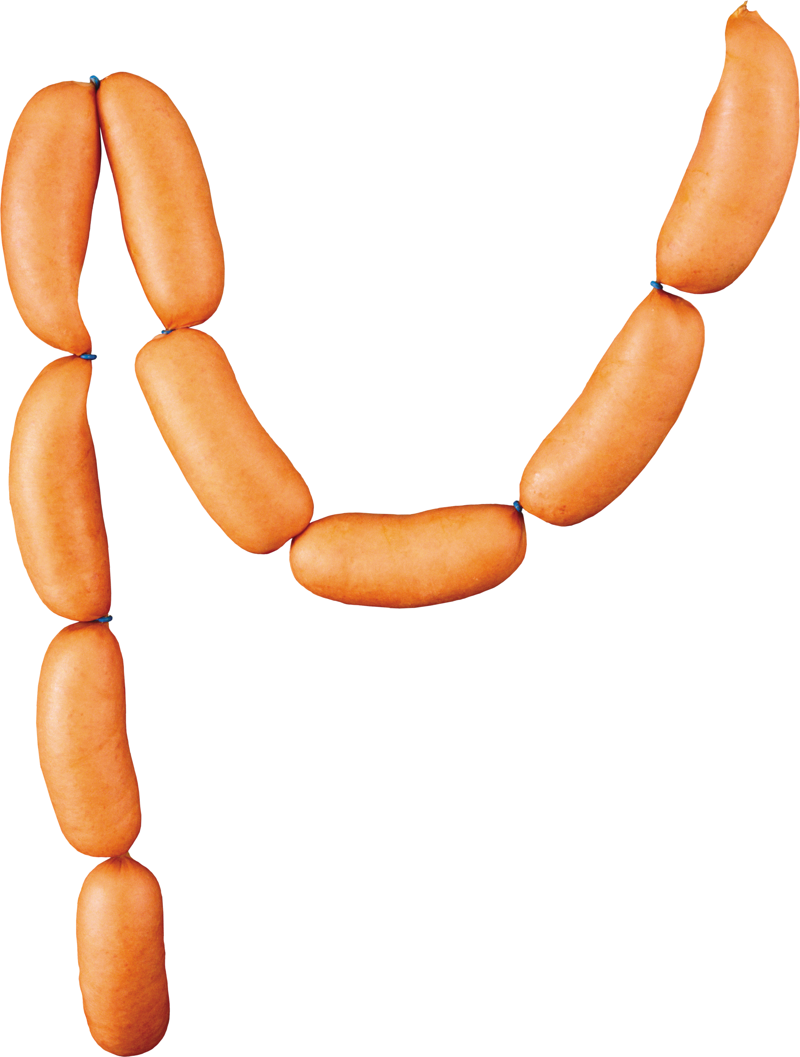 Curved Sausage Chain Made from Small Meat Links PNG Illustration