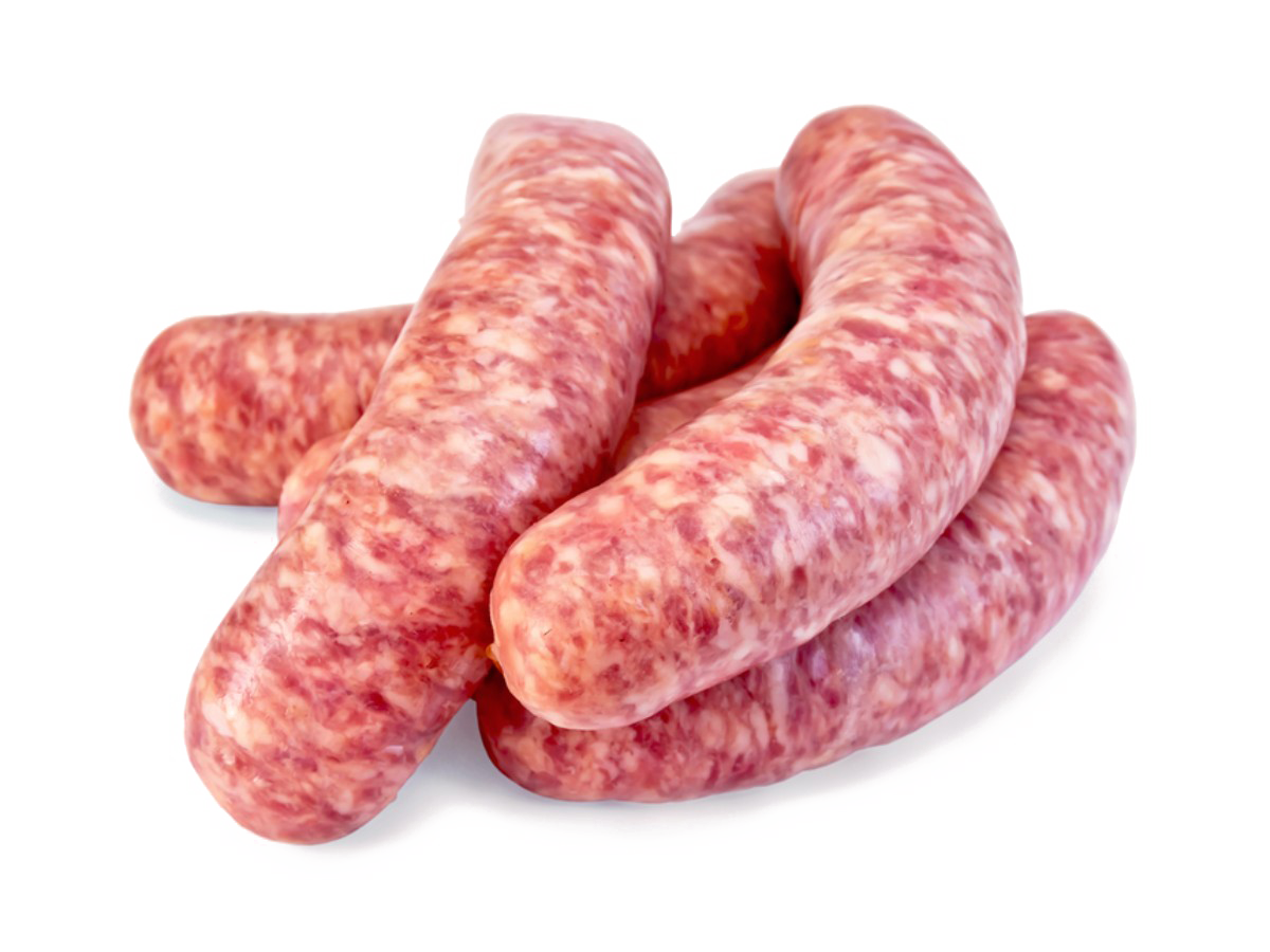 Fresh Raw Italian Style Meat Sausages with Marbled Casing PNG Image